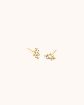 Waterproof Marquise Cluster Stud Earrings in Gold