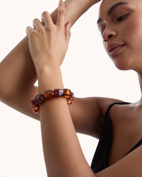 Chunky Resin Beaded Bracelet in Brown