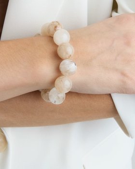 Chunky Resin Beaded Bracelet in Cream