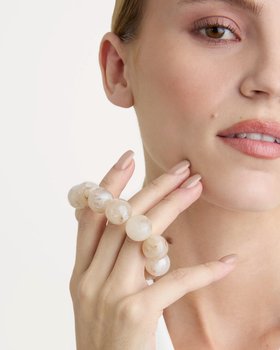 Chunky Resin Beaded Bracelet in Cream