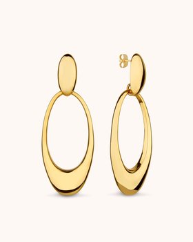 Large Oval Drop Stud Earrings in Gold