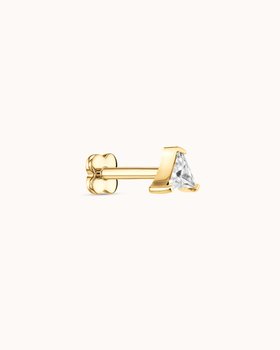 Crystal Triangle Piercing Stud In Gold