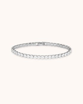 Round Crystal Tennis Bracelet in Silver