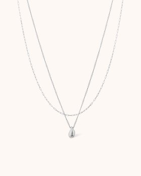 Double Layered Pendant Necklace in Silver