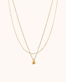 Double Layered Pendant Necklace in Gold
