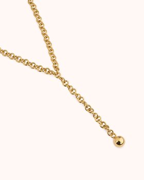 Chunky Chain Ball Lariat Necklace in Gold