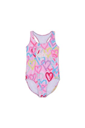 Hype Girls Pink Graffiti Heart Swimsuit