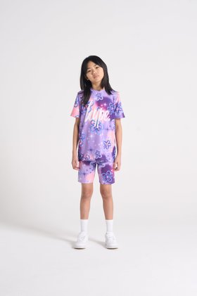 Hype Girls Purple Sparkle Flower T-Shirt & Shorts Set