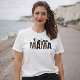 Badass Mama Tee in white by ChaLuMu