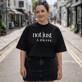Not Just A Phase Cropped Black Tee by ChaLuMu