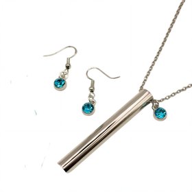 Silver Aura Necklace & Earrings Set, Anxiety Relief Jewellery gift sets by ChaLuMu