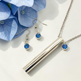 Silver Aura Necklace & Earrings Set, Anxiety Relief Jewellery gift sets by ChaLuMu