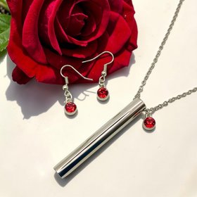 Silver Aura Necklace & Earrings Set, Anxiety Relief Jewellery gift sets by ChaLuMu