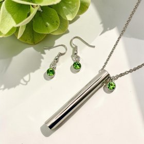 Silver Aura Necklace & Earrings Set, Anxiety Relief Jewellery gift sets by ChaLuMu