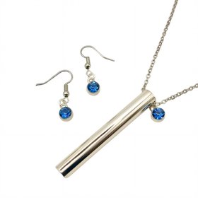 Silver Aura Necklace & Earrings Set, Anxiety Relief Jewellery gift sets by ChaLuMu