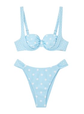 Soneva polka dot balconette bikini top - Blue Mix