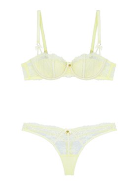 Mimosa Floral Lace Balconette Bra £38.00 Sizes 32B 38G And Mimosa Lace Thong £16.00 Sizes 6 18 In Butter Yellow