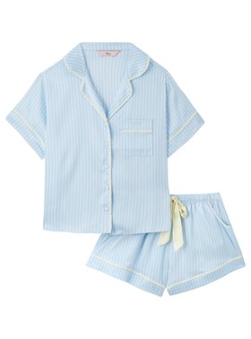 Striped Satin Short PJ Set Blue Mix £48.00 Sizes 6 18