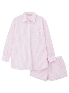 3 piece striped cotton short pyjama set - Pink Mix