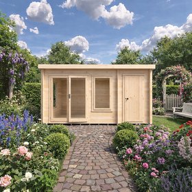 Elm 6Gx14 19mm Log Cabin with Side Storage