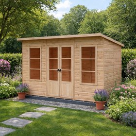 Shire Dahlia 12x6 Pent Summerhouse with double doors and two opening windows