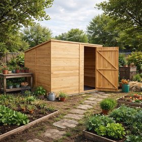 Shire Super Value Pent Shed, Overlap Shed 8x6 with Single Door