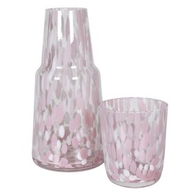 Pink Speckle Carafe and Tumbler