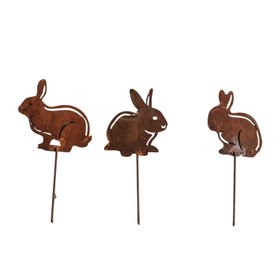 Set of Three Baby Hares Garden Stakes