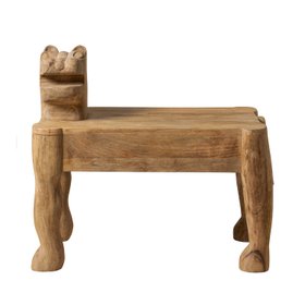 Handcarved Wooden Tiger Side Table