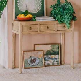 Maoming Natural Three Drawer Console Table