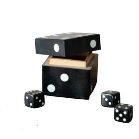 Black with White Spots Dice Box