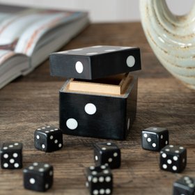 Black with White Spots Dice Box