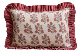 Small Rectangular Velvet Frill Block Printed Cushions