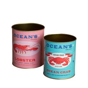 Set of Two Ocean Lobster Storage Tins
