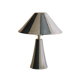 Brown Striped Stoneware Table Lamp