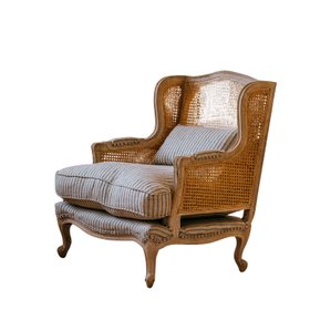 Caden Blue Stripe Cane Armchair