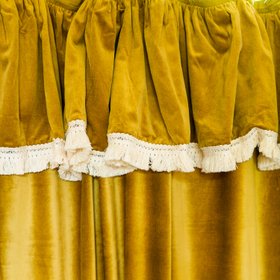 Felicity Mustard Velvet Frill Single Curtains Detail