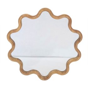 Wavy Rubberwood Wall Mirror