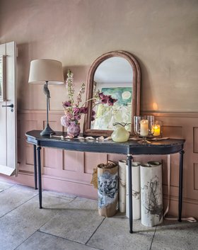 Large Black Curved Console Table