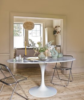 Oval White Marble Dining Table