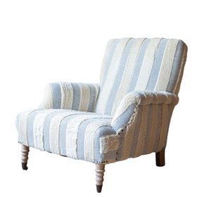 Avree Misty Blue and White Striped Armchair