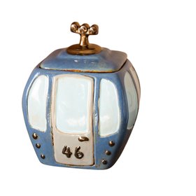 Blue Cable Car Cookie Jar