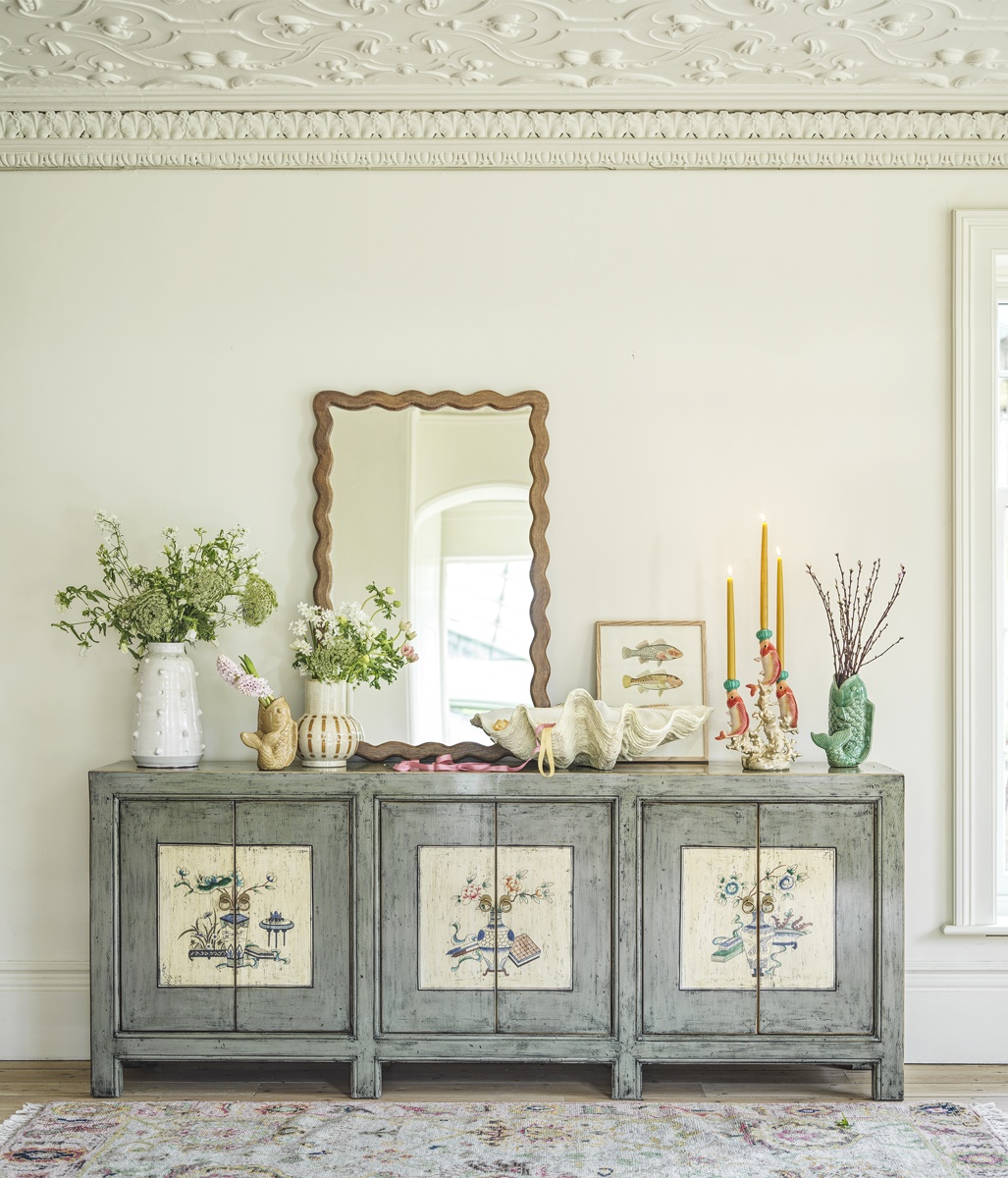 Tianmu Blue Painted Six Door Sideboard