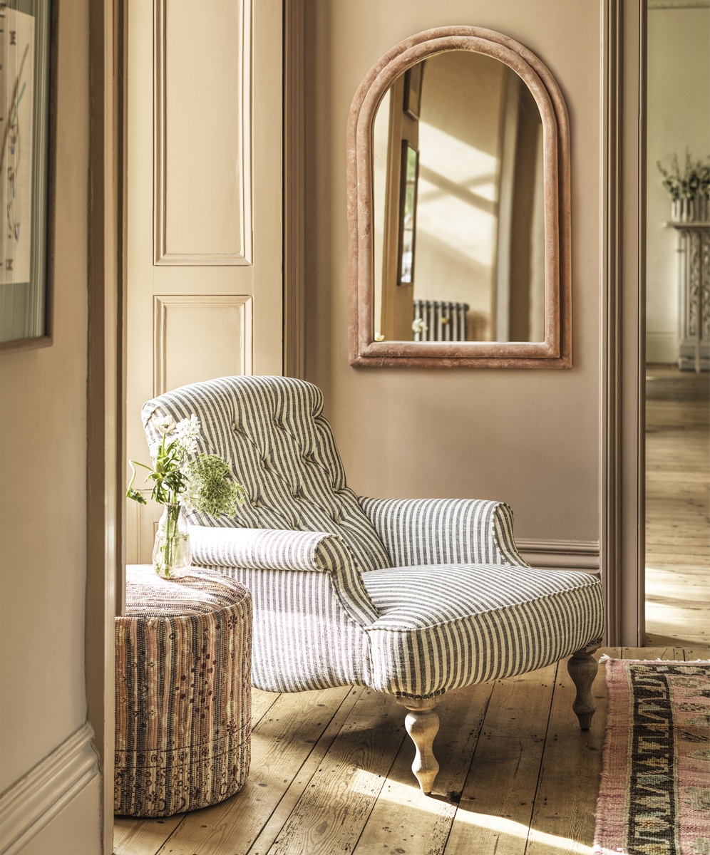 Bethan Black Stripe Linen Armchair