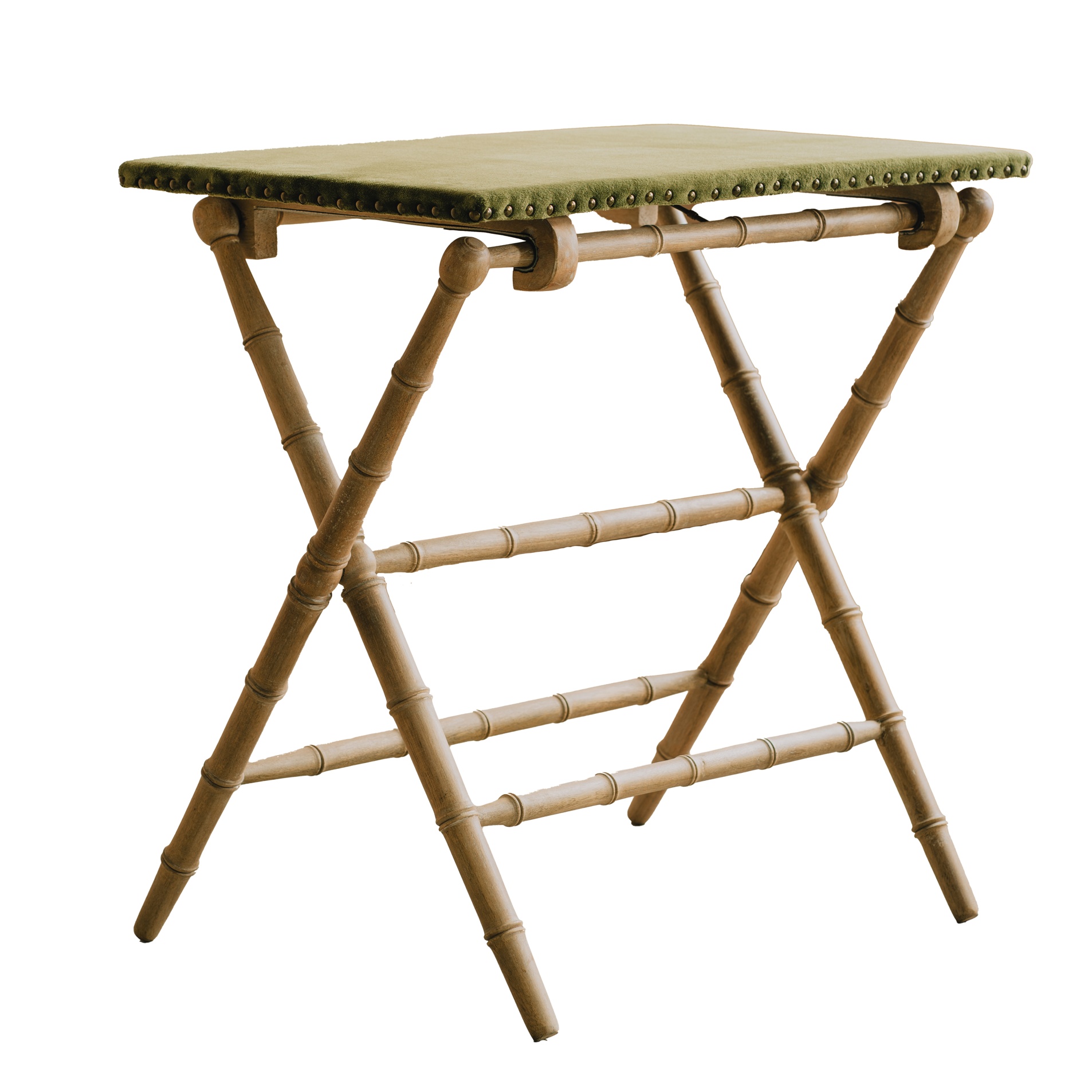 Moss Velvet Top Wooden Card Table