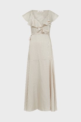 Long wrap dress with polka dots - RIKA