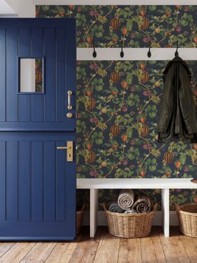Tropic House Navy Wallpaper