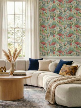 Waterlily Lake Soft Blue Wallpaper