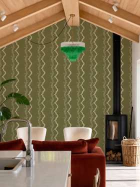 Esselle Home x Kate Hewitt @our_bears_home - Fern Wave Olive Green Wallpaper