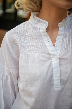 Amy Blouse - White Cotton Voile